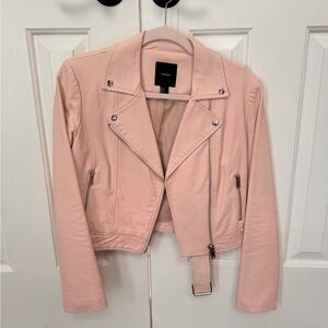 Women Faux Leather Biker Jacket pink forever 21 small